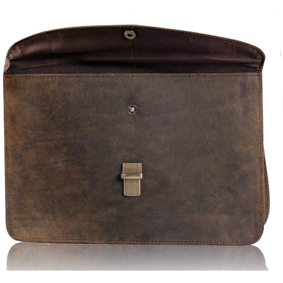 10" Women's Buffalo Leather Purse Satchel Handbag Tote Bag - Picture 4 of 7